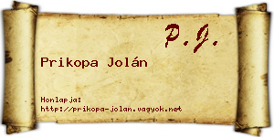 Prikopa Jolán névjegykártya