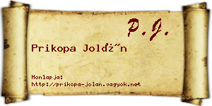 Prikopa Jolán névjegykártya